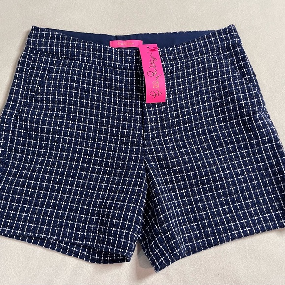Lilly Pulitzer‎ High Waist Navy and White Checkered Shorts
